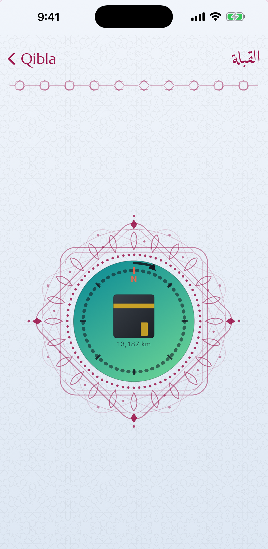Iqamah Qibla compass alignment